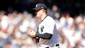 BRONX, NEW YORK - MARCH 30: Gerrit Cole #45 of the New York Yankees pitches during the fifth inning against the San Francisco Giants on Opening Day at Yankee Stadium on March 30, 2023 in the Bronx borough of New York City.   Sarah Stier/Getty Images/AFP (Photo by Sarah Stier / GETTY IMAGES NORTH AMERICA / Getty Images via AFP)