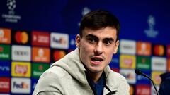 Real Sociedad's Spanish forward #7 Ander Barrenetxea holds a press conference at the Anoeta stadium in San Sebastian on November 7, 2023 on the eve of the UEFA Champions League group D football match between Real Sociedad and SL Benfica. (Photo by ANDER GILLENEA / AFP)