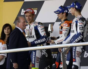 El rey pide paz entre Lorenzo y Pedrosa en el GP de Jerez.