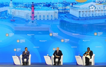 Russia's President Vladimir Putin, Bolivia's President Luis Arce and Zimbabwe's President Emmerson Mnangagwa attend the St. Petersburg International Economic Forum.