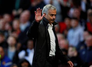 Manchester United manager Jose Mourinho celebrates after the match