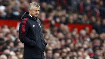 Ole Gunnar Solskjaer durante un partido con el Manchester United.