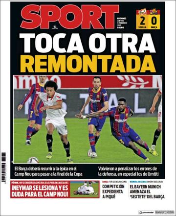 "Mucho Sevilla para este Barça"... las portadas deportivas de hoy