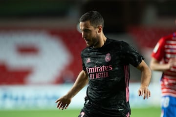 Eden Hazard of Real Madrid during the spanish league, LaLiga, football match played between Granada Club de Futbol and Real Madrid Club Futbol at Nuevos Los Carmenes Stadium on May 13, 2021 in Granada, Spain.