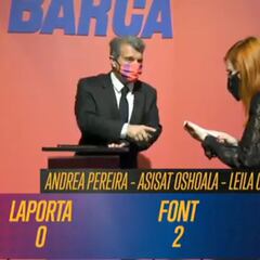 Laporta sabía que acababa de pifiarla, pero bien: vean su cara tras una pregunta trampa sobre el Barça Femenino