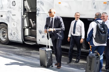 Kylian Mbappé a su llegada al Radisson Collection Hotel de Varsovia para disputar la Supercopa de Europa 2024.