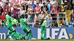 Senegal celebra un gol frente a Polonia.