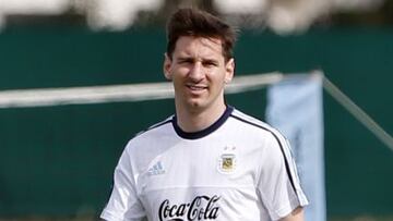 Lionel Messi en el etrenamiento de Argentina.