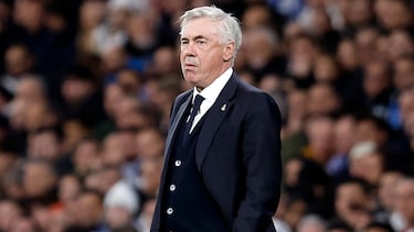 Carlo Ancelotti, entrenador del Real Madrid, en el partido de Champions contra el Nápoles.