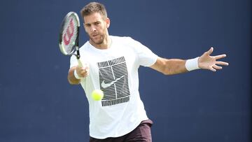 LONDON, ENGLAND - JUNE 14: Juan Martin del Potro of Argentina during a practice session prior to the Fever-Tree Championships at Queens Club on June 14, 2019 in London, United Kingdom. (Photo by Alex Morton/Getty Images for LTA)