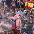 Ducati Spanish rider Marc Marquez celebrates after taking the second place during the MotoGP Spanish Grand Prix race at the Jerez racetrack in Jerez de la Frontera on April 28, 2024. (Photo by JORGE GUERRERO / AFP)