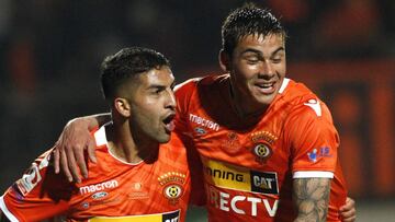 Futbol, Santiago Morning vs Cobreloa Fecha 19, campeonato Nacional de primera B 2019 El jugador de Cobreloa Ignacio Jara, celebra su gol contra, Santiago Morning durante el partido de primera division B realizado en el estadio Municipal de La Pintana, Chile. 18/08/2019 Ramon Monroy/Photosport