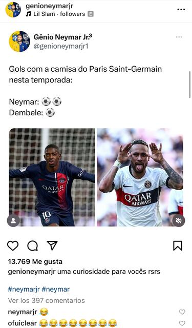 Neymar vuelve a liarla: se ‘ríe’ de Dembélé en el PSG