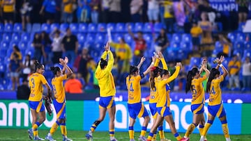 Players of Tigres during the semi-finals match between Tigres UANL and Portland Thorns as part of the Concacaf W Champions Cup at Universitario Stadium on May 21, 2025 in Monterrey, Nuevo Leon, Mexico.