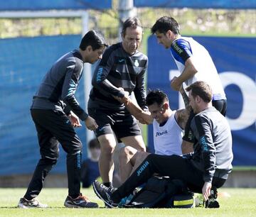 Hernán Pérez dio el susto en el entrenamiento.