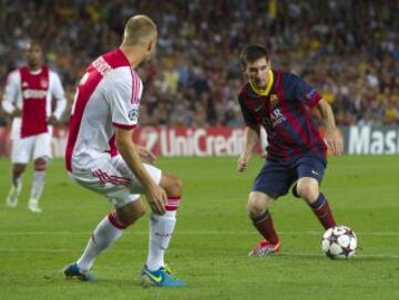 Champions League. Grupo H. Barcelona - Ajax. 4-0. Messi anota el cuarto gol.