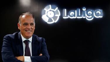 FILE PHOTO: La Liga President Javier Tebas poses during an interview with Reuters at the La Liga headquarters in Madrid, Spain, October 2, 2018. REUTERS/Paul Hanna/File Photo