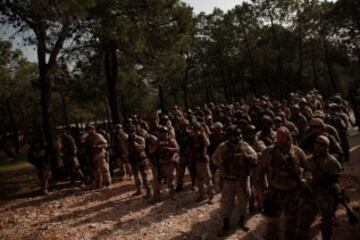 Varios jugadores durante un partido de airsoft en Coin, cerca de Málaga.