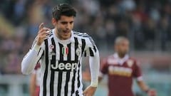 Morata celebra uno de sus dos goles ante el Torino.