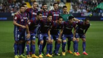 Formación del Eibar ante el Málaga.