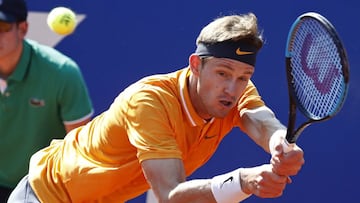 Nicolas Jarry during the match against Alexander Zverev , corresponding to the day 2 of the Barcelona Open Banc Sabadell, 67 Trofeo Conde de Godo, on 23th April 2019, in Barcelona, Spain.