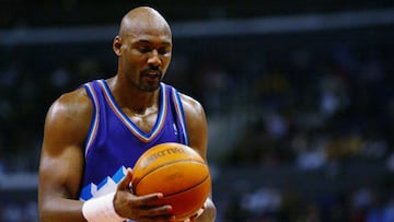 Karl Malone, durante un partido de la NBA de Utah Jazz