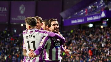Valladolid 4/11/2023. 14 jornada de la Segunda división de fútbol, liga Hypermotion. Real Valladolid C.F. - CD TENERIFE.
Celebración gol de Monchu
Photogenic/Miguel Ángel Santos