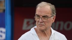 CHARLOTTE, NORTH CAROLINA - JULY 13: Marcelo Bielsa, Head Coach of Uruguay looks on prior to the CONMEBOL Copa America 2024 third place match between Uruguay and Canada at Bank of America Stadium on July 13, 2024 in Charlotte, North Carolina.   Grant Halverson/Getty Images/AFP (Photo by GRANT HALVERSON / GETTY IMAGES NORTH AMERICA / Getty Images via AFP)