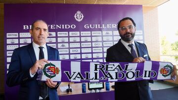 Valladolid 8/7/2025. El Real Valladolid presenta al técnico uruguayo Guillermo Almada, procedente del Pachuca mexicano, como nuevo entrenador del primer equipo, durante un acto en el que participa el director deportivo Víctor Orta. Photogenic/Miguel Ángel Santos