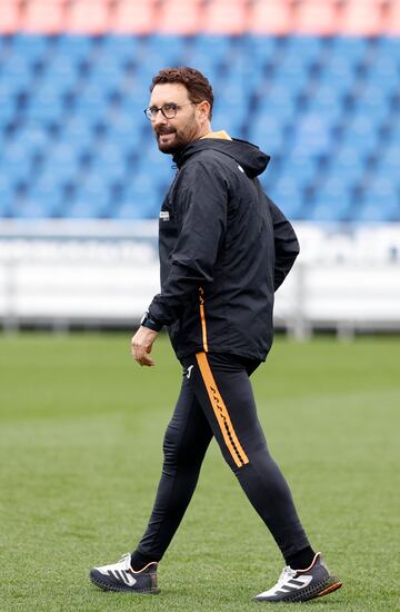 Bordalás, durante un entrenamiento con el Getafe.