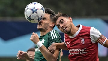 Ricardo Horta, durante la previa de Champions League que el Braga ha disputado ante el Panathinaikos.