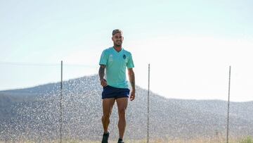 Sergio León, en un entrenamiento con el Real Valladolid.