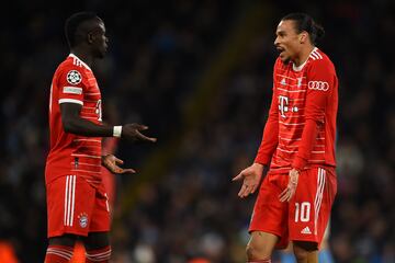 Leroy Sane and Sadio Mane argue during the UEFA Champions League match against Manchester City.
