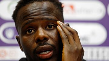 Soccer Football - CF Rayo Majadahonda's Cheikh Kane Sarr holds a press conference after racist episode - CF Rayo Majadahonda Training Ground, Majadahonda, Spain - April 2, 2024 CF Rayo Majadahonda's Cheikh Kane Sarr during the press conference REUTERS/Susana Vera