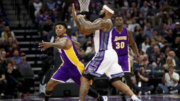 SACRAMENTO, CA - DECEMBER 12: Nick Young #0 of the Los Angeles Lakers tries to steal the ball from DeMarcus Cousins #15 of the Sacramento Kings at Golden 1 Center on December 12, 2016 in Sacramento, California. NOTE TO USER: User expressly acknowledges and agrees that, by downloading and or using this photograph, User is consenting to the terms and conditions of the Getty Images License Agreement.   Ezra Shaw/Getty Images/AFP
 == FOR NEWSPAPERS, INTERNET, TELCOS &amp; TELEVISION USE ONLY ==