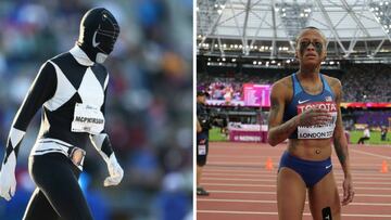 ¡McPherson la lía! compite en altura vestida de Power Ranger