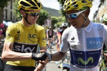 Chrisr Froome y Nairo Quintana en el inicio de la etapa.