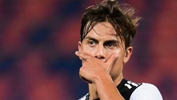 Juventus' Argentine forward Paulo Dybala celebrates after scoring during the Italian Serie A football match Bologna vs Juventus on June 22, 2020 at the Renato-Dall'Ara stadium in Bologna, as the country eases its lockdown aimed at curbing the sp