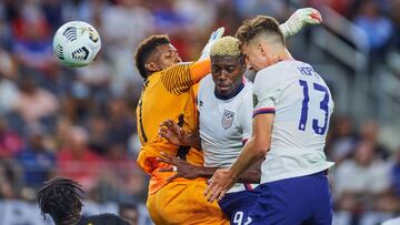 Matthew Hoppe remata a gol durante el partido Estados Unidos vs Jamaica, correspondiente a Cuartos de Final de la Copa Oro de la CONCACAF 2021, en el AT-T Stadium, el 25 de Julio de 2021.