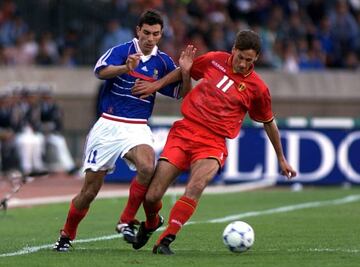 Pires con la selección francesa contra Bélgica.