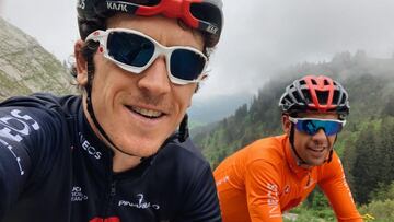 Geraint Thomas y Richie Porte reconocen una de las etapas del Tour de Francia tras competir en el Dauphiné.