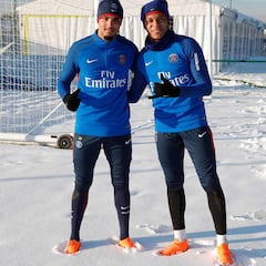 El entrenamiento bajo la nieve del PSG