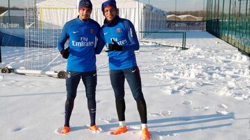 El entrenamiento bajo la nieve del PSG