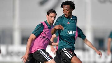 Juan Guillermo Cuadrado durante un entrenamiento con Juventus.