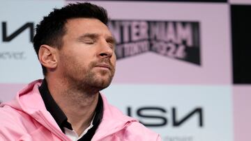 Tokyo (Japan), 06/02/2024.- Inter Miami's forward Lionel Messi of Argentina attends a press conference in Tokyo, Japan, 06 February 2024. Inter Miami will face J-League Vissel Kobe for a friendly soccer match on 07 February. (Futbol, Amistoso, Jap¨®n, Tokio) EFE/EPA/FRANCK ROBICHON