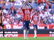 Sergio Aguayo celebrates his goal of Guadalajara during the Third Place match between Guadalajara and Leones Negros de la UdeG, as part of the Copa Pacifica UdeG 2026 at Jalisco Stadium, on January 04, 2026 in Guadalajara, Jalisco, Mexico.