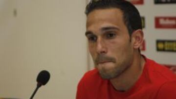 Nacho, en la conferencia de prensa del Rayo Vallecano.
