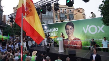 SEVILLE ANDALUSIA,, SPAIN - JUNE 17: The candidate to the presidency of the Andalusian Regional Government, Macarena Olona, closes the closing ceremony of the PP campaign for the regional elections of the next 19th in Seville on June 17, 2022
. (Photo By Eduardo Briones/Europa Press via Getty Images)
