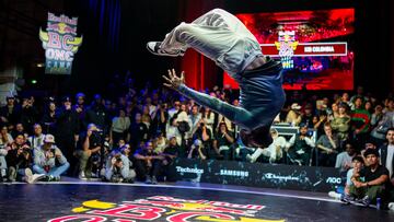 B-boy Kid Colombia of the Netherlands competes at the Last Chance Cypher during the Red Bull BC One Camp at the Cent-Quatre in Paris, France on October 20th, 2023 // Thinh Souvannarath / Red Bull Content Pool // SI202310200097 // Usage for editorial use only //