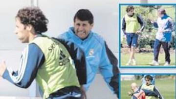 <b>SE ENTREGÓ EN LA SESIÓN. </b>Raúl, mientras hacía ayer sprints bajo la atenta mirada de López Caro.